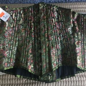 Silk brocade green burgundy underbust Size 30